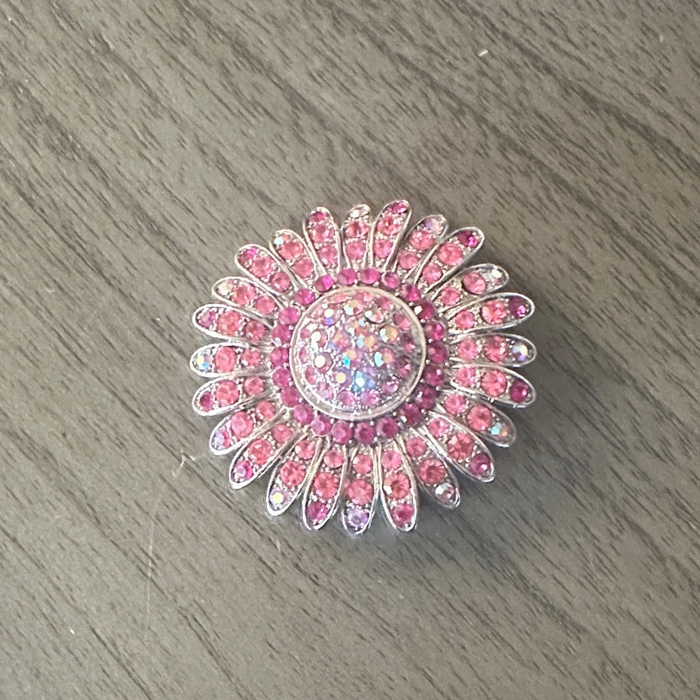 Dazzling Pink Crystal Flower Brooch